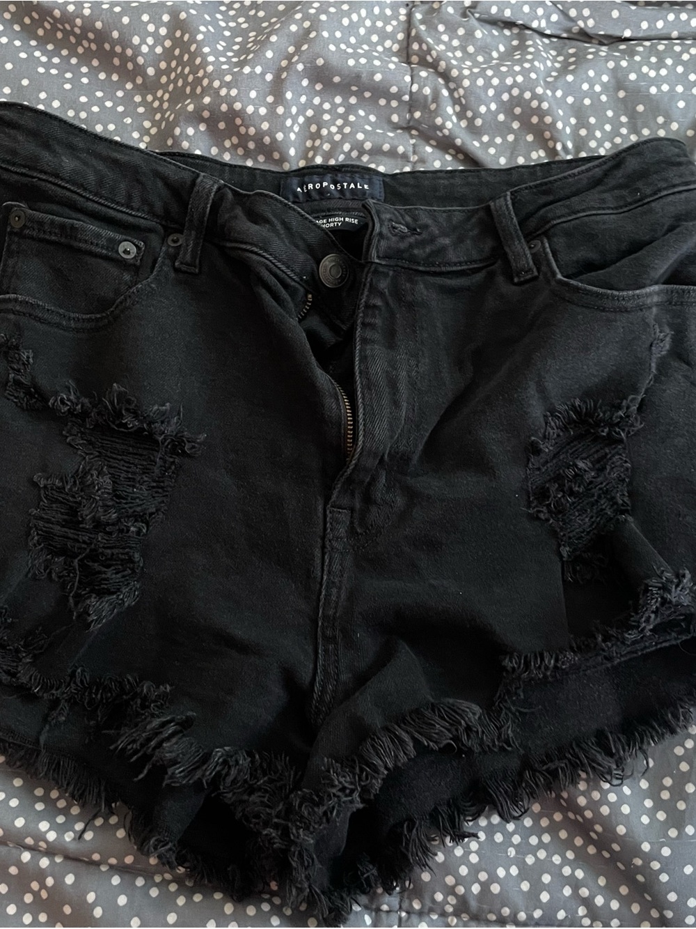 Aeropostale Black Distressed Frayed Hem Jean Shorts